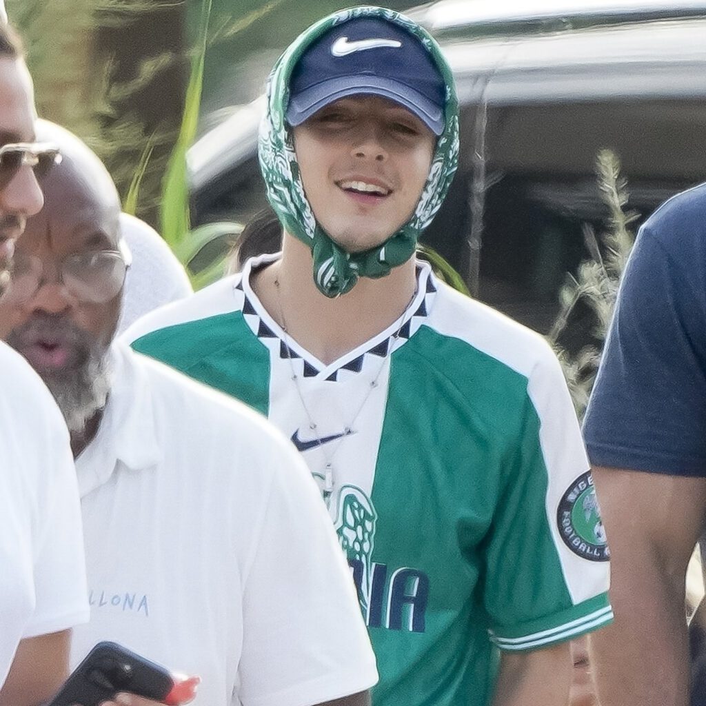 Timothee Chalamet in Nigeria’s Super Eagles jersey